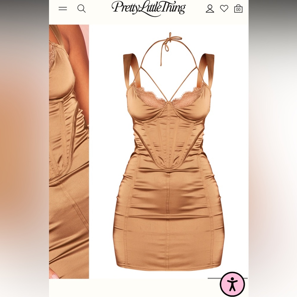 PrettyLittleThing Chocolate Satin Dress